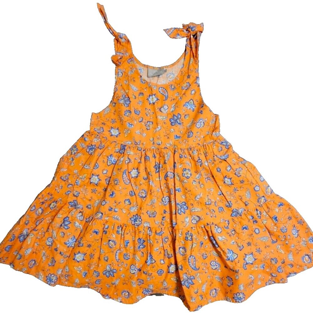 Girls 8 Sous le soleil France orange floral sundress Provence Unused